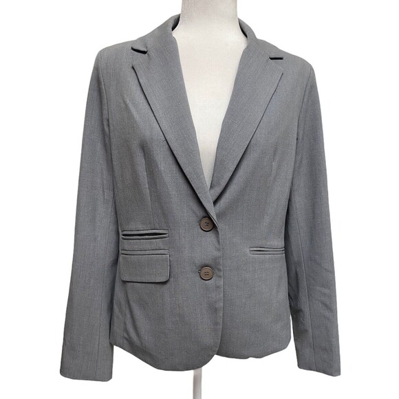 NY&Co Gray Blazer Size 10 Career Stretch Jacket 2-Button Office Academia Preppy - Picture 2 of 8
